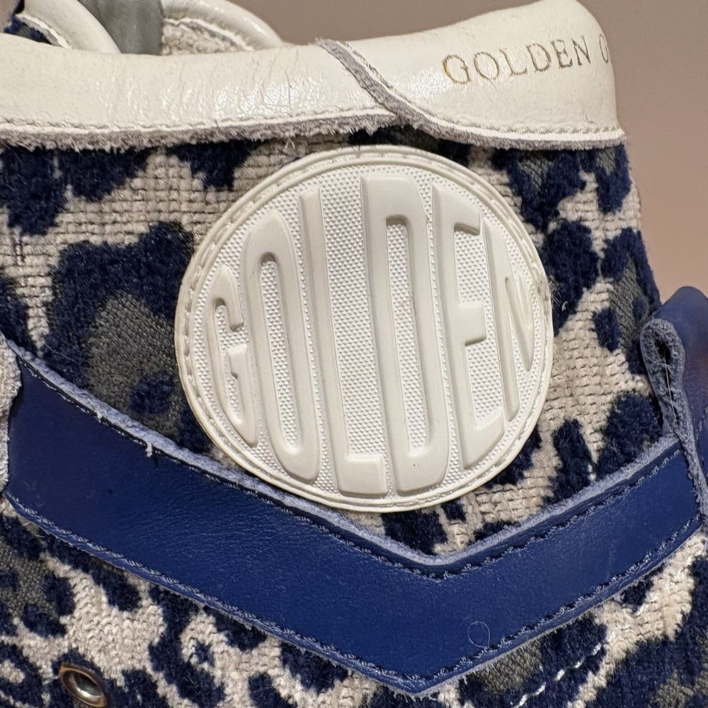 Golden Goose VCE 2.12 High‎ Top Shoes Womens Size 38 Blue Leopard Print Italy - Picture 10 of 16